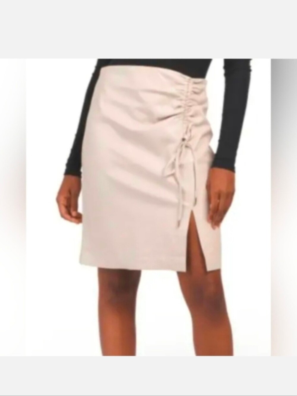 House of Harlow 1960 Cream Vegan Leather Mini Skirt